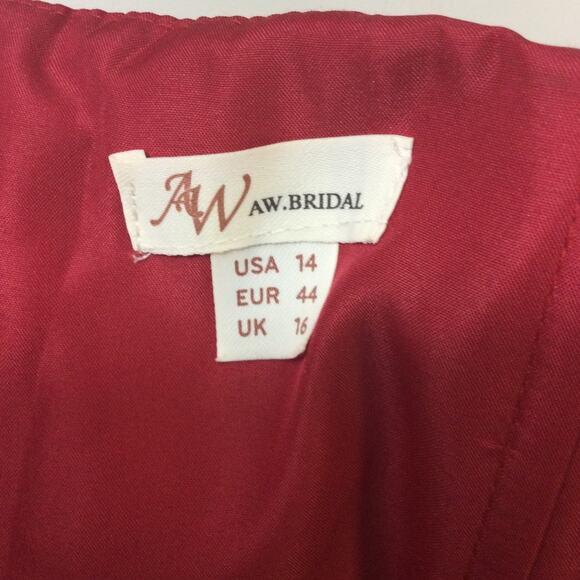 AW BRIDAL 14 1X plus tango red bow back formal party wedding knee dress NEW B131 - Picture 6 of 7